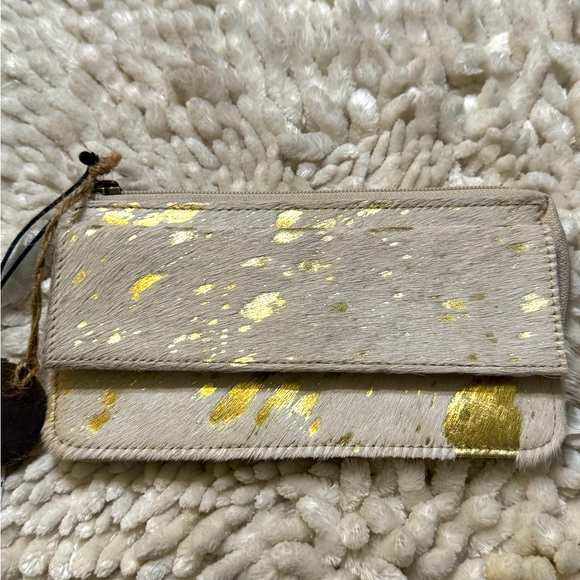 NWT Myra Golden Streak Leather and Hair-on hide wallet - Picture 1 of 11